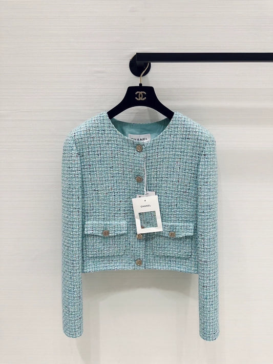 Chanel 25a jacket in light blue tweed