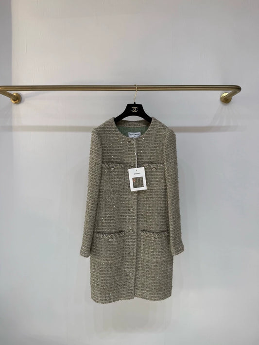 Chanel 24B Green Tweed Four-Pocket Jacket