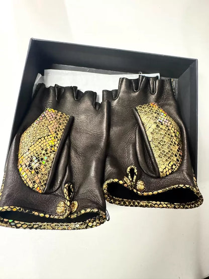 Chanel 19A Black and Gold Gloves