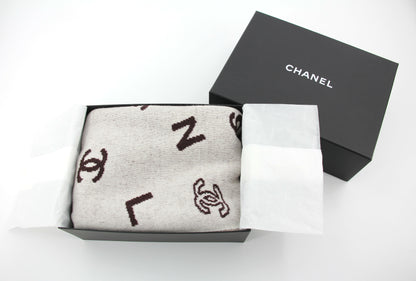 Chanel 23A Cotton Knitted Beige No.5 CC logo Scarf