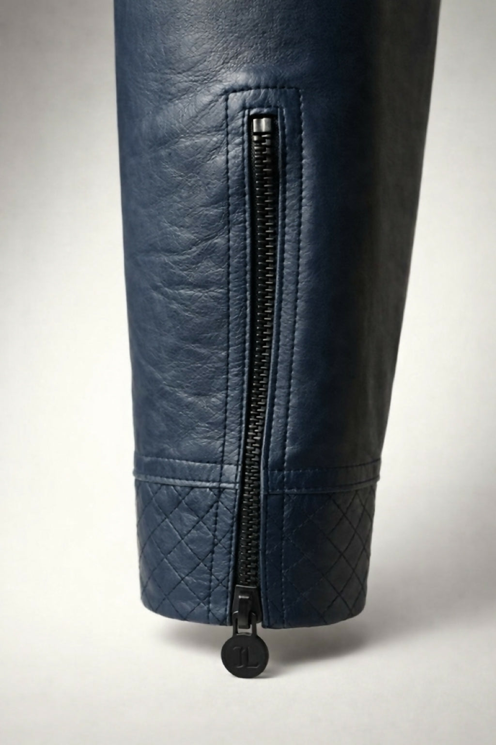 Chanel 12P Dark Blue Petrol Quilted Leather Biker Jacket FR 36