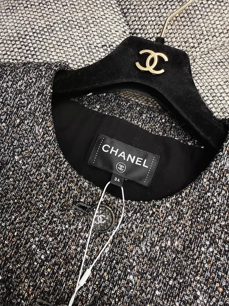 Chanel 21A silver shimmering long dress