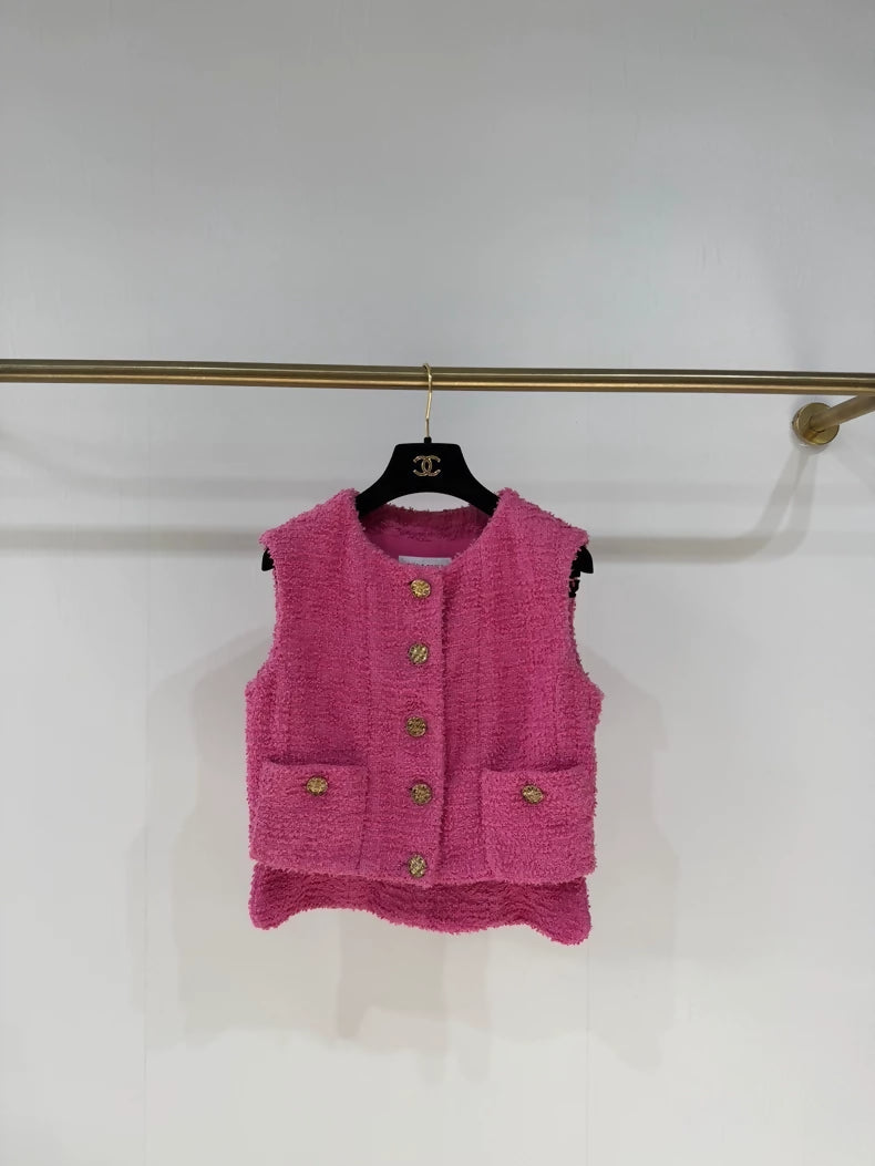 Chanel 22S Pink Tweed Vest