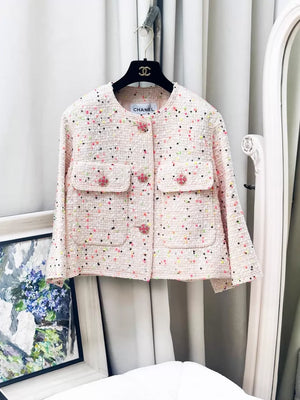 Chanel 19S Pink Mixed tweed dress and skirt set