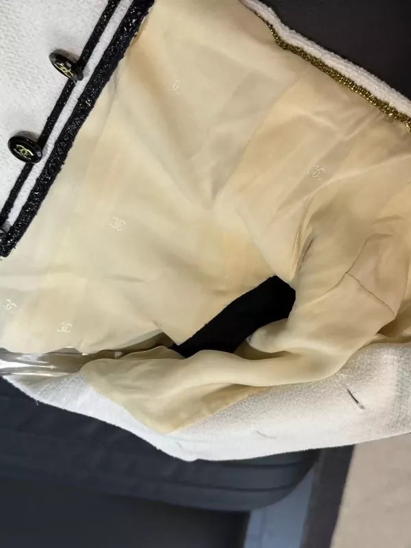 Chanel 1995 Black 
White Cropped Jacket