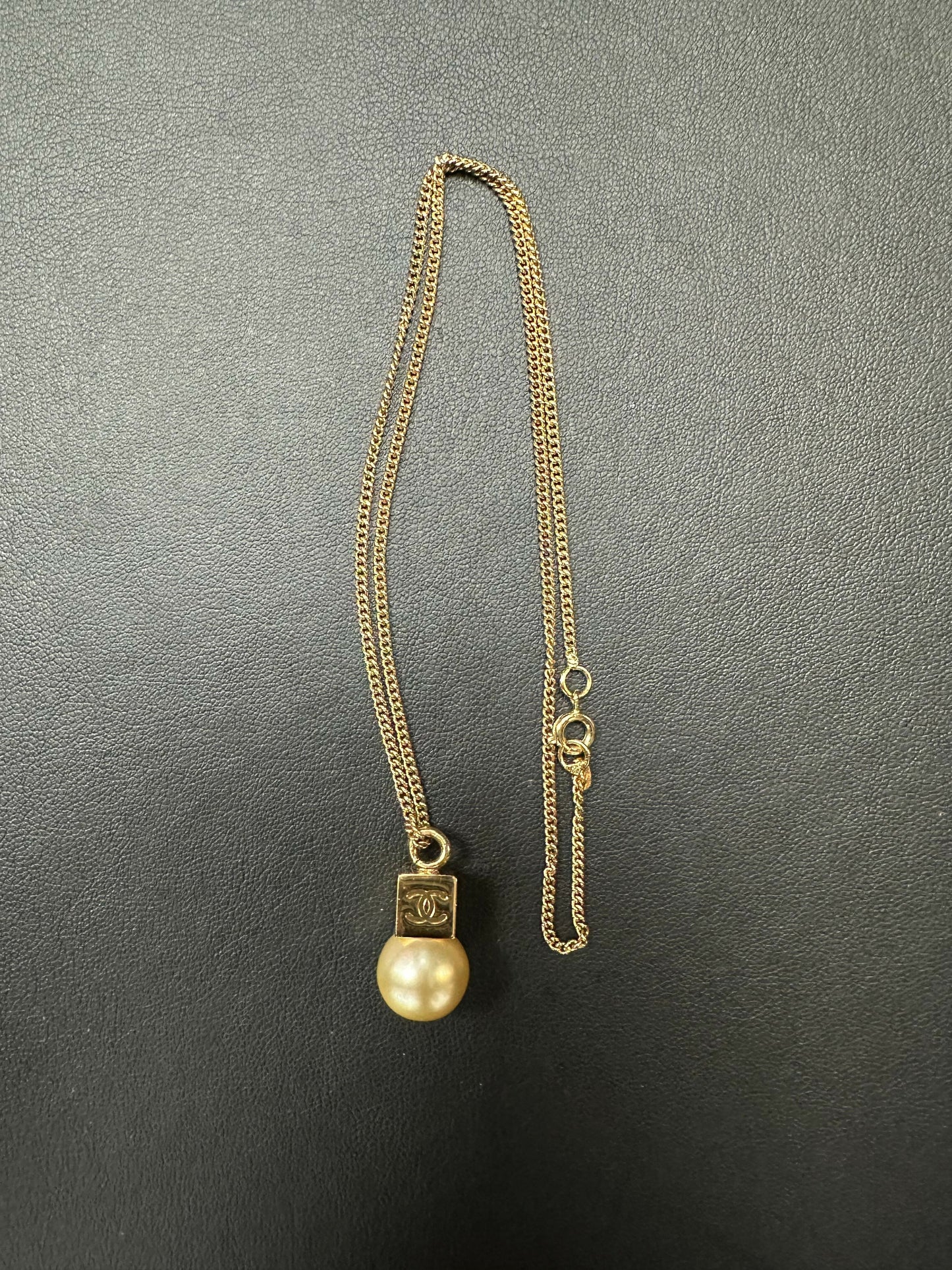 Chanel Vintage 2002 Imitation Pearl Metal Pendant Necklace