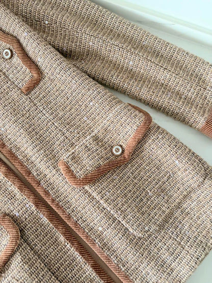 Chanel 03A Khaki Wool Sequined Jacket