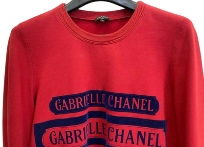 Chanel 17B Red Navy Blue Gabrielle Logo Pullover Sweater FR 46