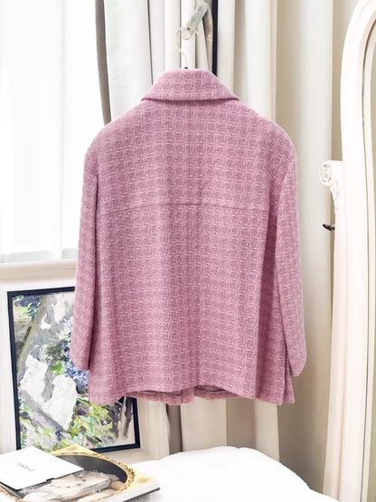 Chanel 19B Pink Houndstooth Tweed Jacket