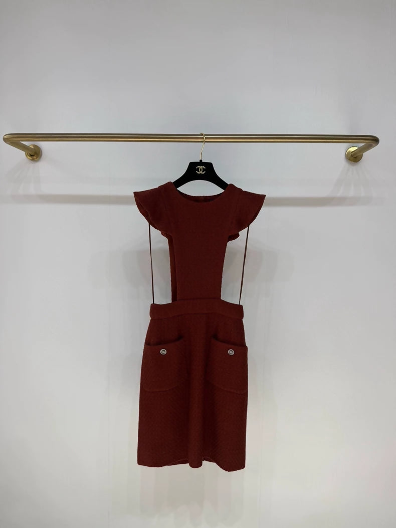 Chanel 24A burgundy tweed dress