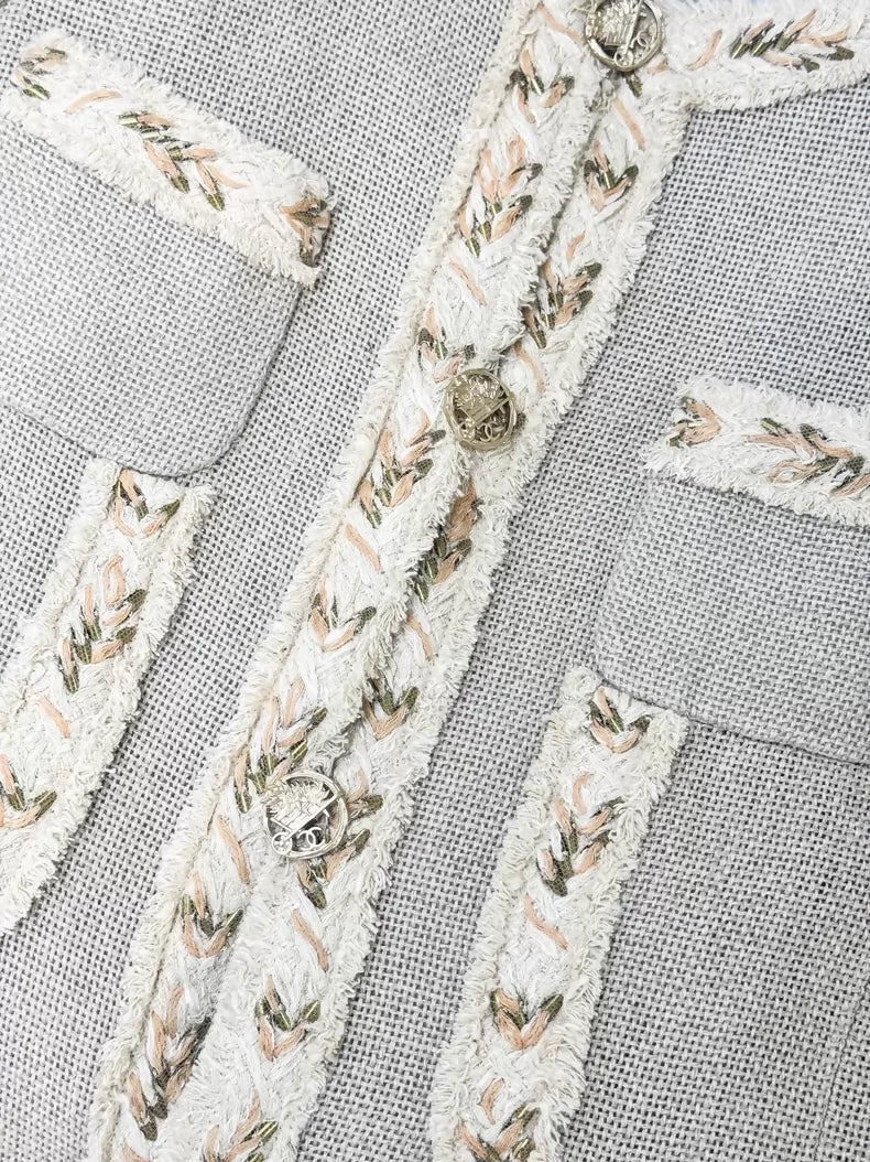 Chanel 2022 Fall/Winter beige tweed jacket