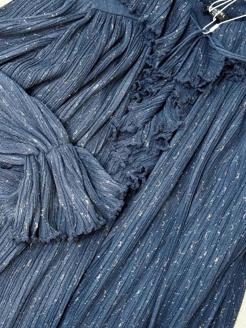 Chanel 2020 Spring/Summer blue ruffled long-sleeved dress