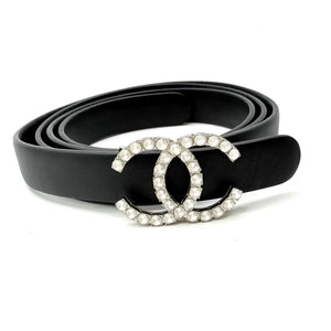 Chanel sparkling diamond double C black belt