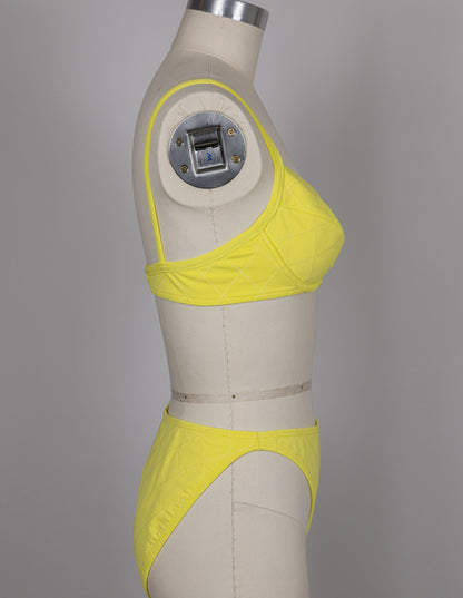 Chanel 1994 Cruise Vintage Yellow Logo Quilted Bikini