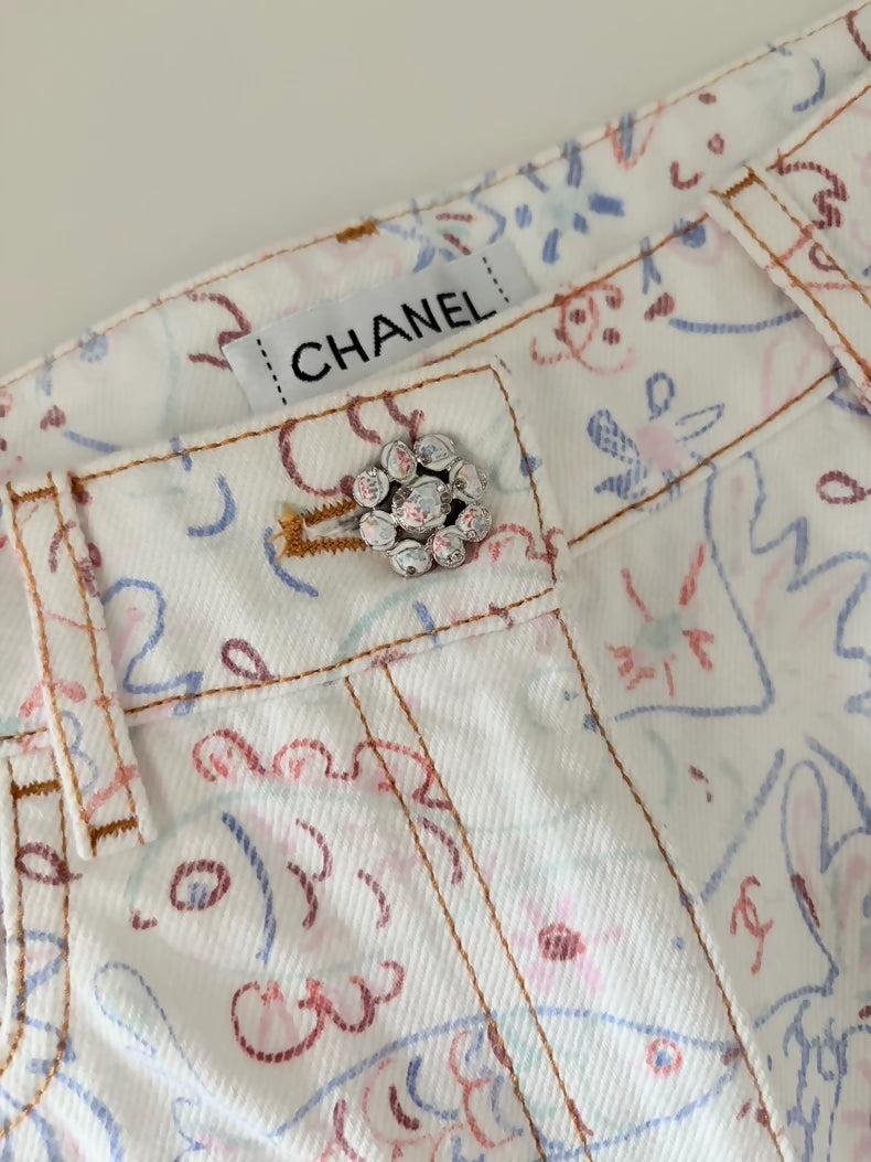 Chanel Fish print Straight Leg Pants