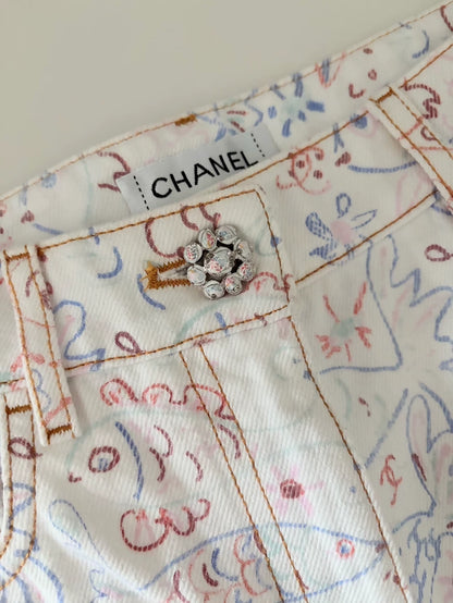Chanel Fish print Straight Leg Pants