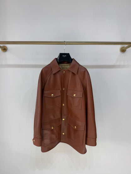 Celine vintage brown leather jacket