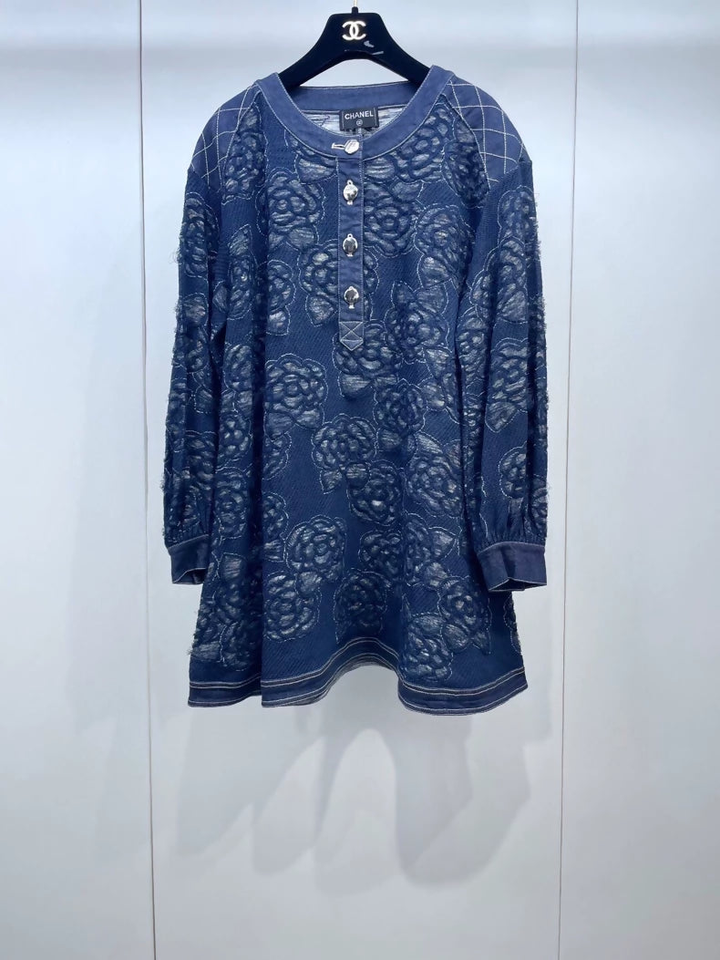 Chanel camellia denim dress