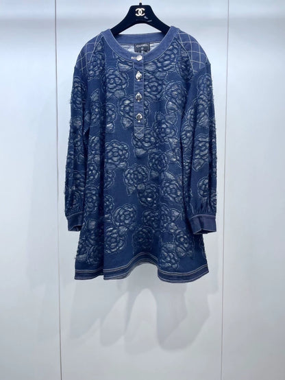 Chanel camellia denim dress