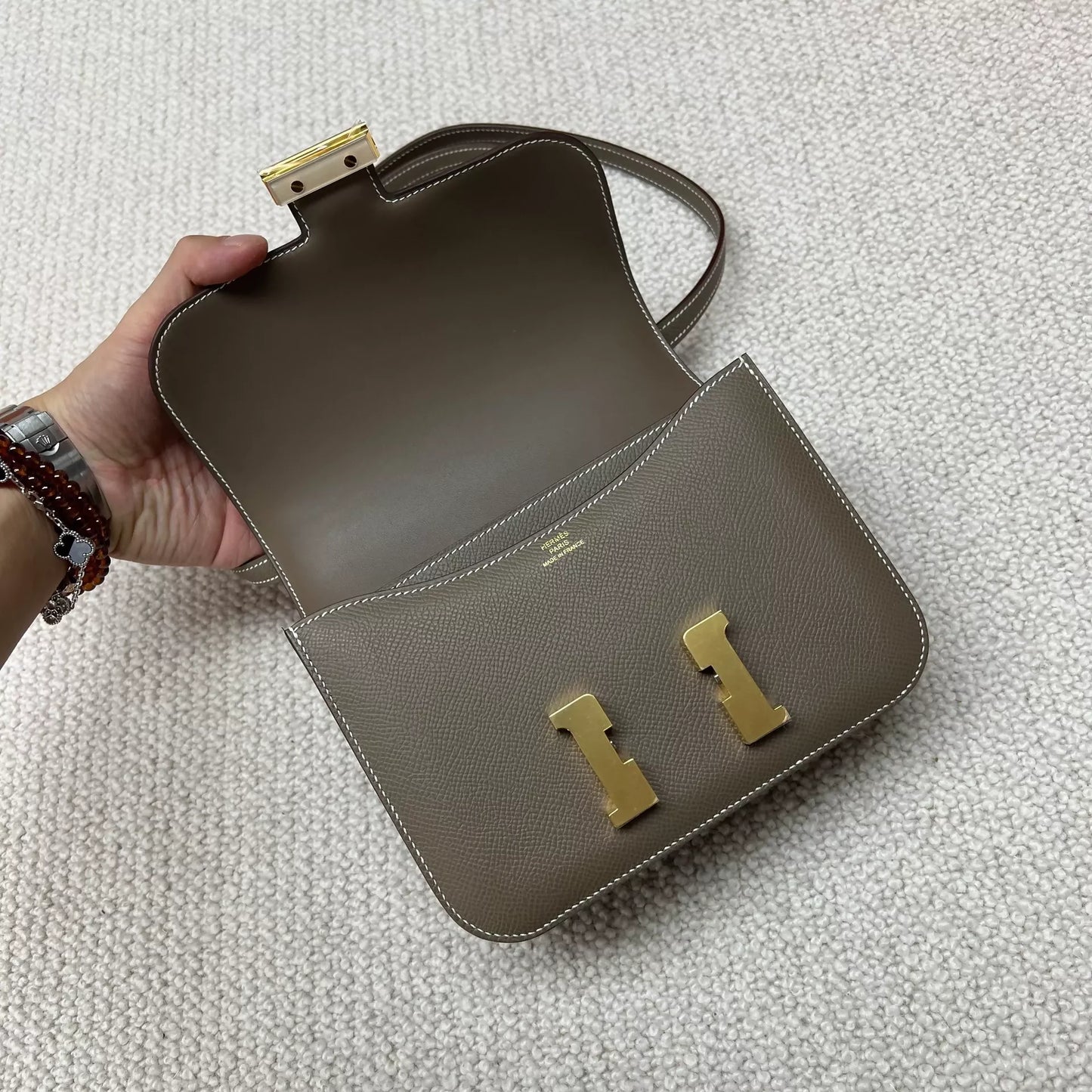 Hermès Constance 19 gray epsom leather gold hardware