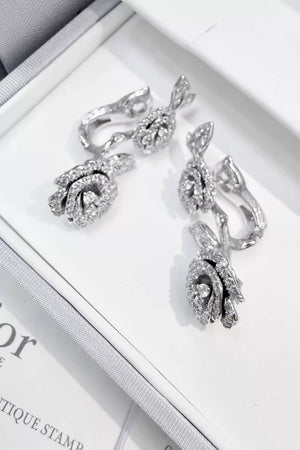 Dior Rose Bagatelle collection white gold full diamond rose earrings