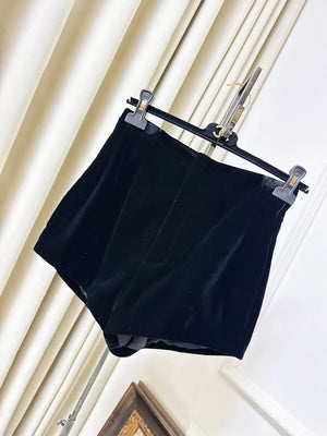 Saint Laurent (YSL) black velvet shorts