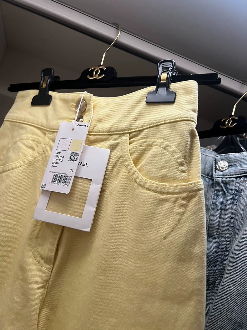Chanel 20p yellow wide-leg pants