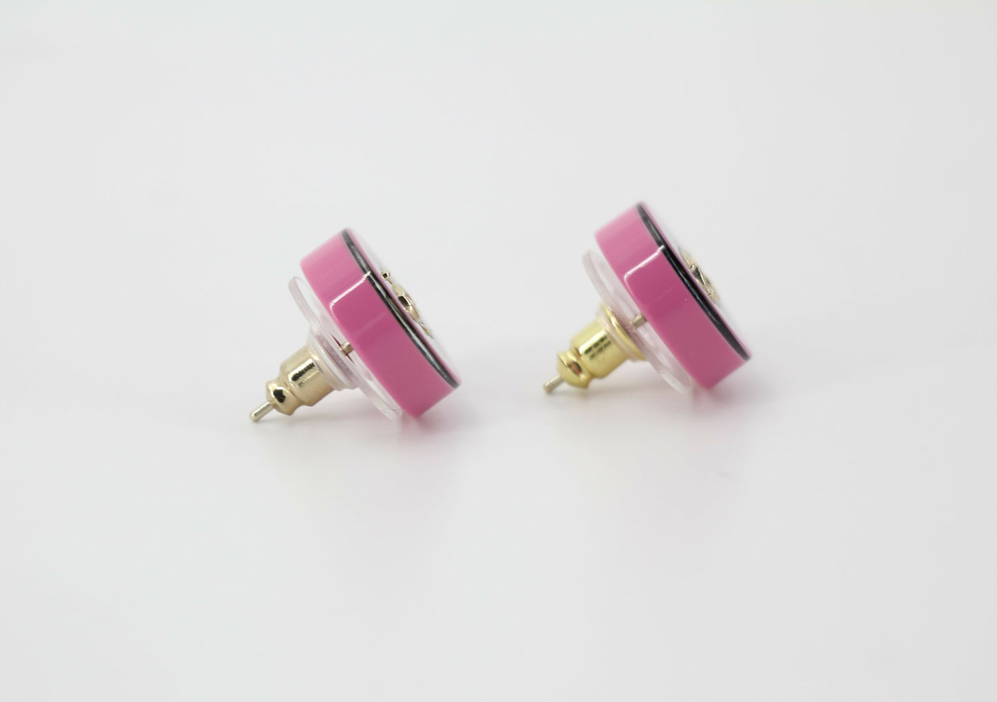 Chanel D19K Acrylic Pink Purple Thin Round Earrings