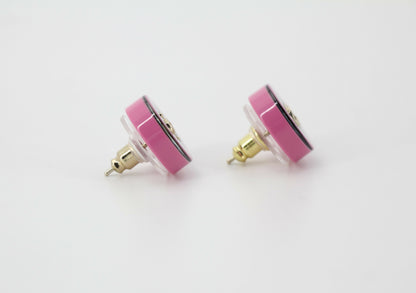 Chanel D19K Acrylic Pink Purple Thin Round Earrings