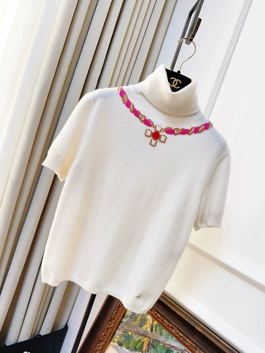 Chanel 23N Coco Neige écru cashemer top