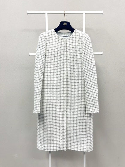 Chanel 16S White Plaid Coat