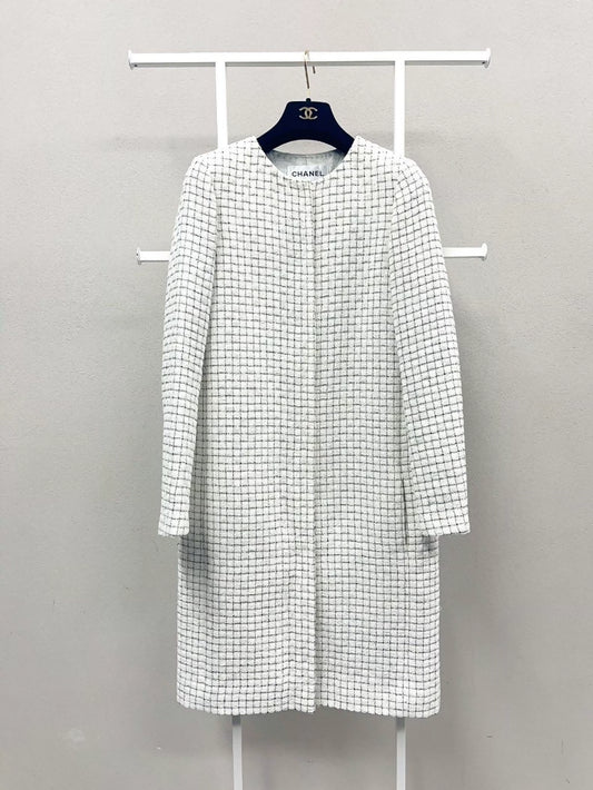Chanel 16S White Plaid Coat