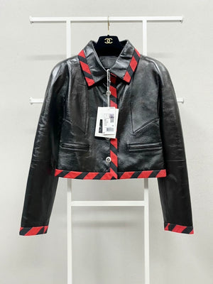 Chanel's 20s Black and Red Short Leather Jacket