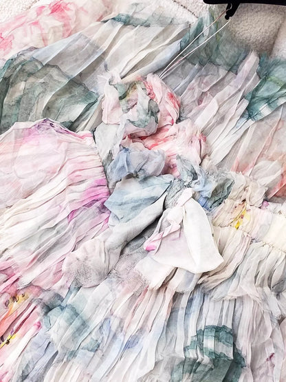 Chanel 13C strapless colourful lace and silk dress