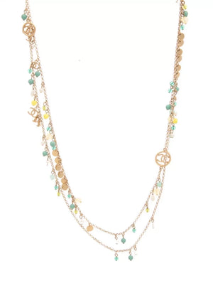 Chanel Beach Collection Green Beaded Bubble Double Layer Sweater Necklace