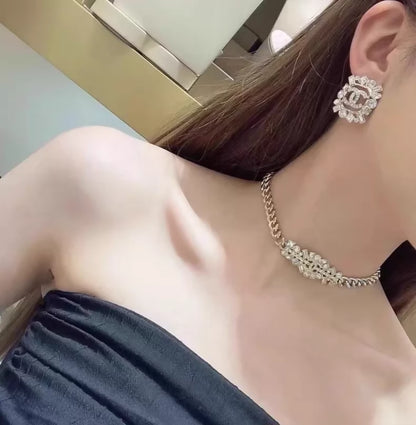 Chanel 23K Gold Wheat  Rhinestone Choker necklace