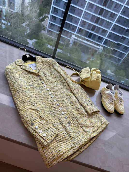 Chanel 96P yellow tweed jacket