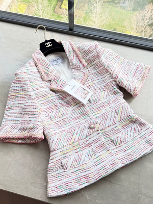 Chanel 19S pink multicolour tweed Jacket