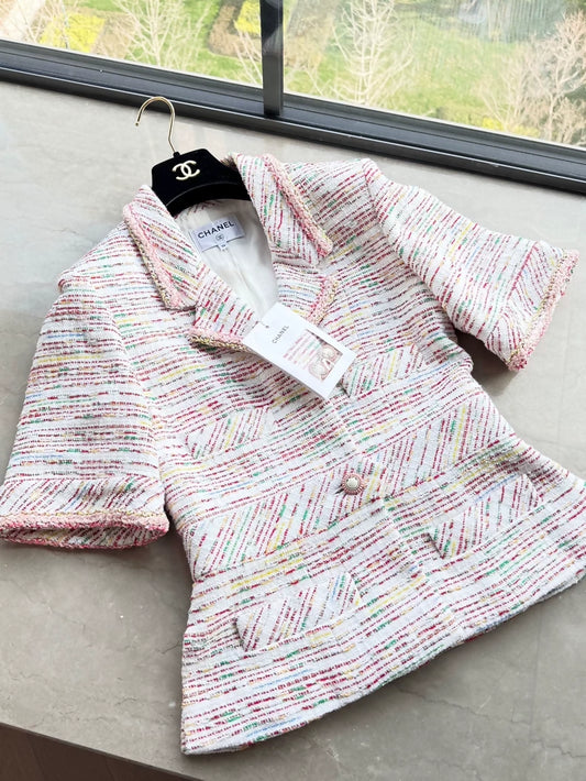 Chanel 19S pink multicolour tweed Jacket