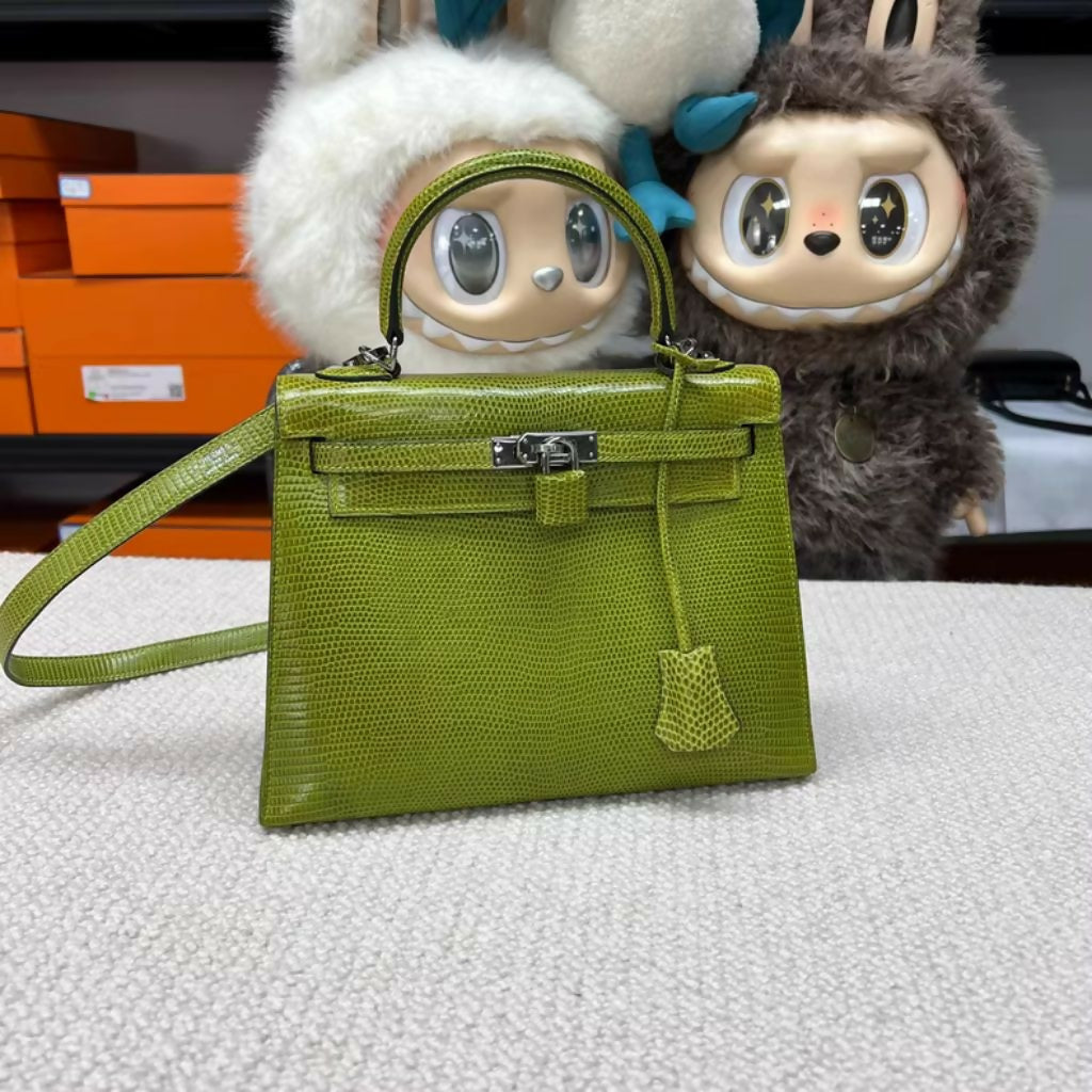 Hermès Kelly 25 Lizard Vert Chartreuse Palladium - Wararni