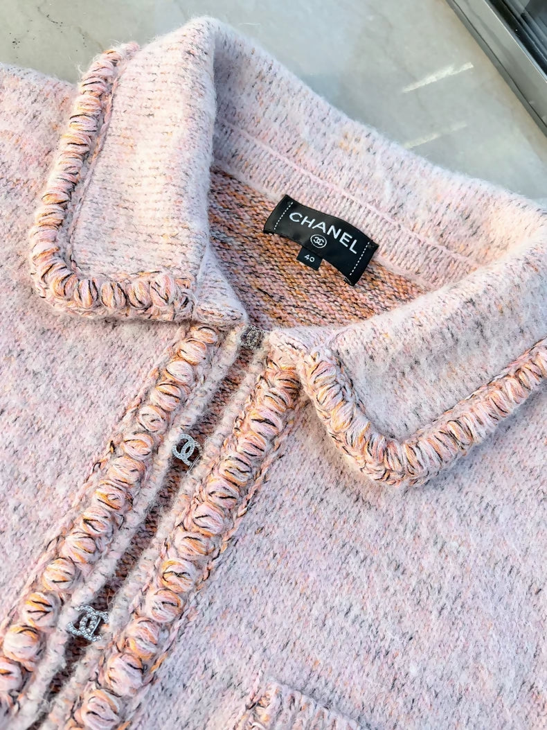 Chanel 25B Pink-Orange Cashmere Cardigan