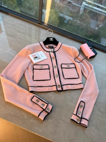 Chanel 21s pink and black cardigan