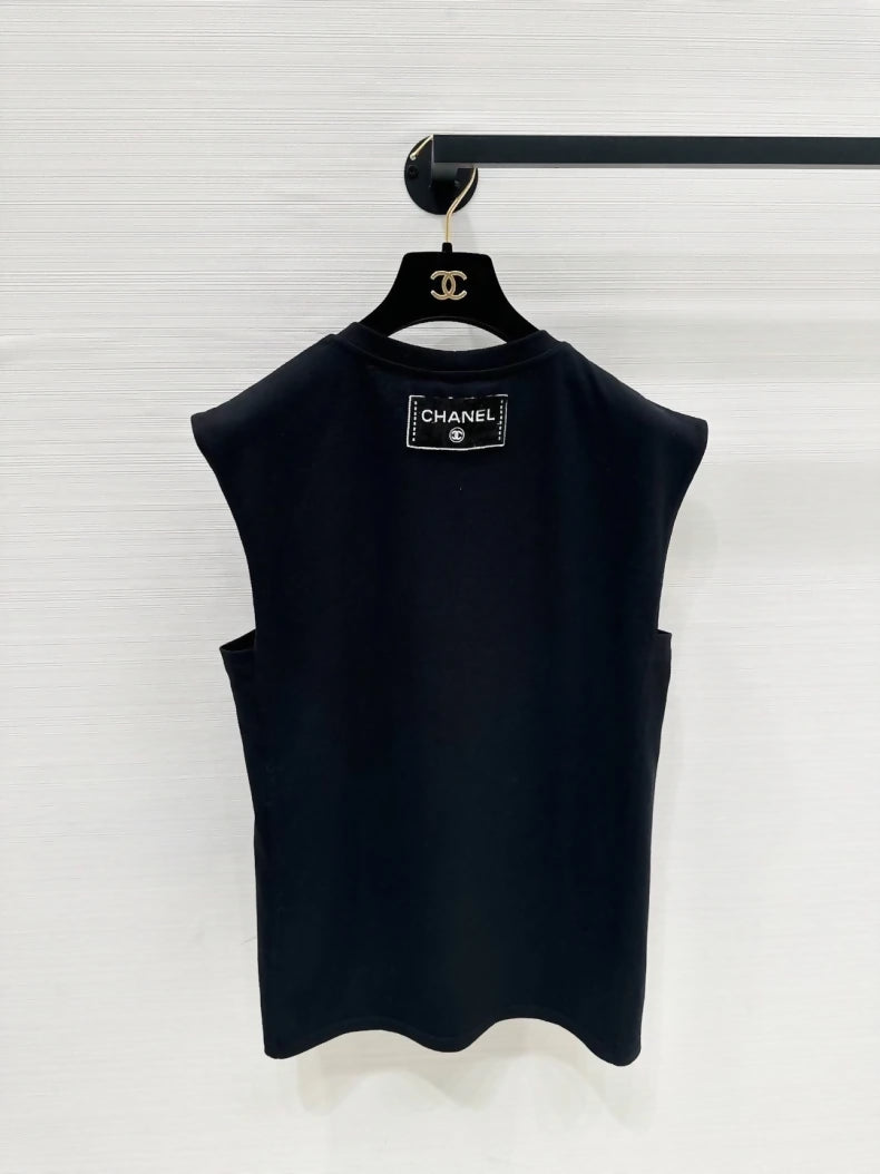 Chanel 22C black Sequined top
