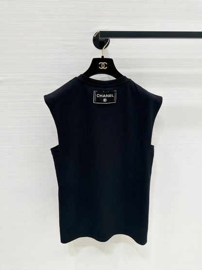 Chanel 22C black Sequined top