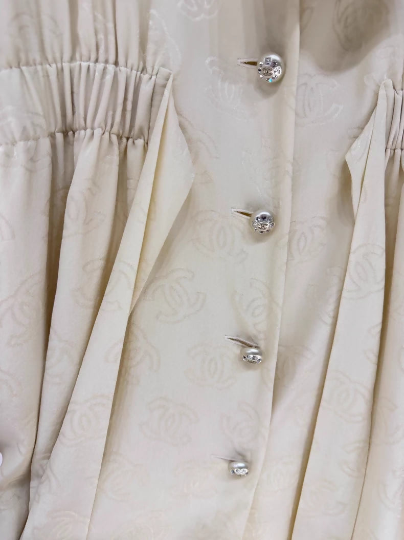 Chanel 23s pale yellow silk cardigan