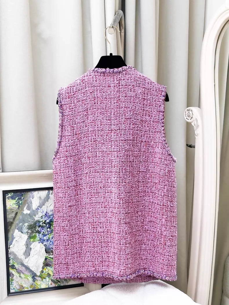 Chanel 22P pink tweed vest