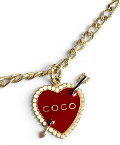 Chanel 10P Coco Hearts Motorcycle Charms Chain Link Necklace/Belt Gold hardware