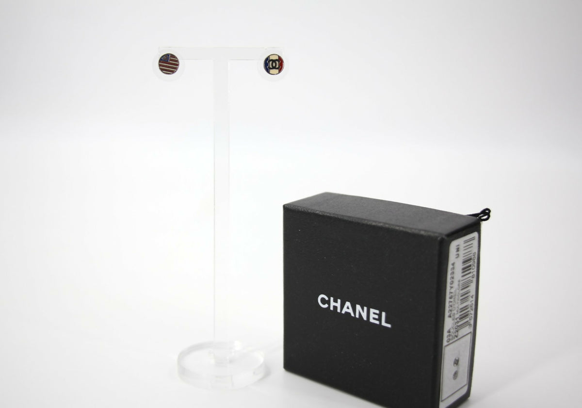 Chanel 03A Metal American Style Round Mini Clip-on Earrings