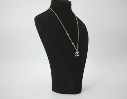 Chanel C20C Rhinestone limitation Pearl Purple Pink Blue Adjustable Necklace
