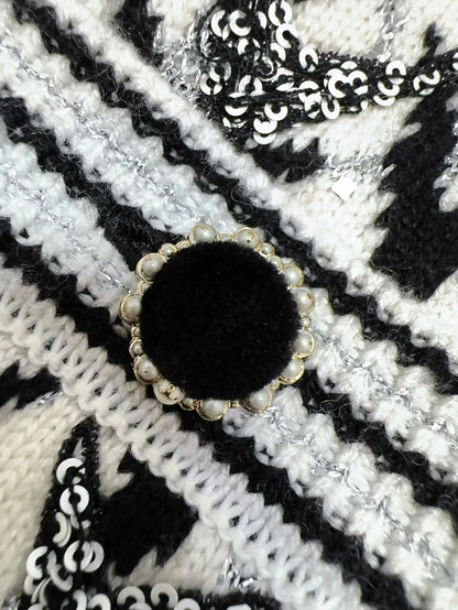 Chanel 21A Black and White Cardigan